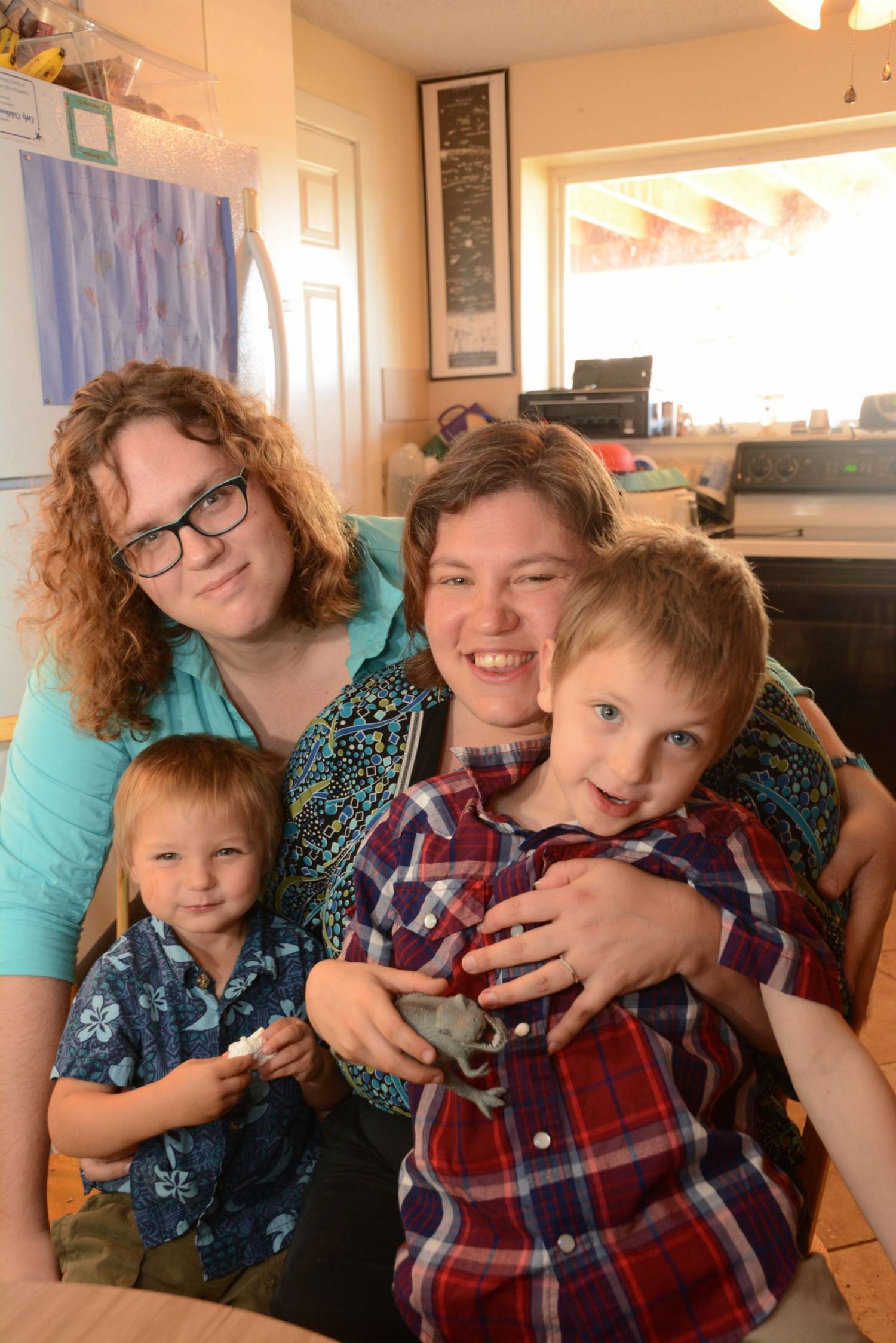 Rachel (left) and Tonya Smith with their children.